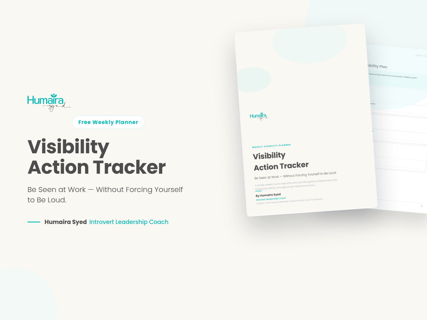 Visibility Action Tracker free weekly planner by Humaira Syed